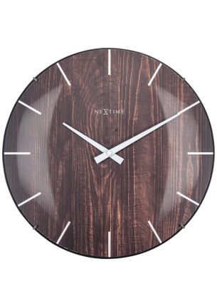 Zegar ścienny (brązowy) Edge Wood Dome Nextime 