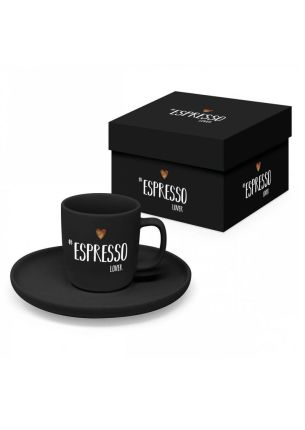 Czarna filiżanka do espresso + spodek w ozdobnym pudełku PPD