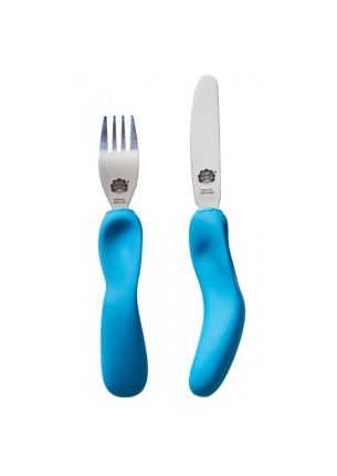Sztućce dla dzieci Etap 3 nóż i widelec (niebieskie) Nana's Manners