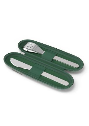Zestaw sztućców podróżnych w etui (zielonym) Slim Nest Monbento
