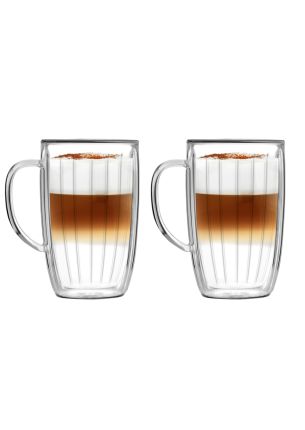 Zestaw 2 szklanek wysokich z uchem z podwójnymi ściankami (350 ml) Tulip Vialli Design