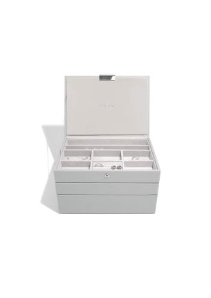 Pudełko na biżuterię potrójne (jasnoszare) Classic Stackers