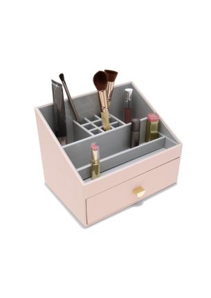 Organizer na kosmetyki z szufladką (19 x 25 x 18 cm, różowy) Classic Stackers