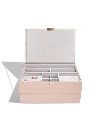 Pudełko na biżuterię potrójne (różowe) Supersize Stackers