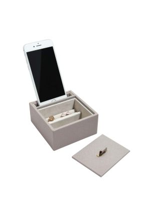 Pudełko na biżuterię ze stojakiem na telefon (taupe) Stackers
