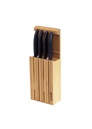 Blok bambusowy z 4 nożami (czarnymi) Kyocera