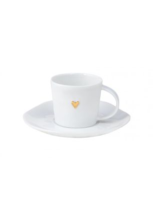 Filiżanka ze spodkiem do espresso (złote serduszko) Rader