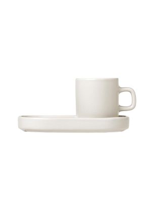 Kubek do espresso + tacka (kremowe) Pilar Blomus