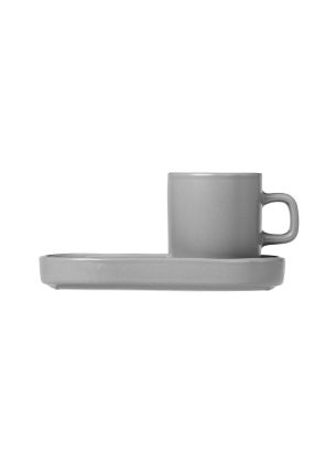 Kubek do espresso + tacka (szare) Pilar Blomus