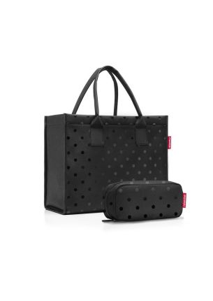 Zestaw prezentowy torba Daily + kosmetyczka Glossy dots black Reisenthel