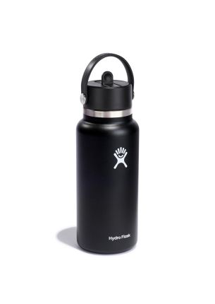 Butelka termiczna (czarna) Wide Mouth Flex Straw Cap Hydro Flask