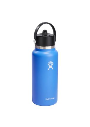 Butelka termiczna (niebieska) Wide Mouth Flex Straw Cap Hydro Flask