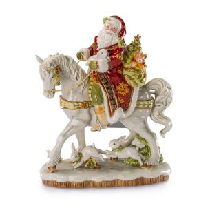 Figura swiąteczna kolekcjonerska Święty Mikołaj na koniu (33 x 42 cm) Lamart