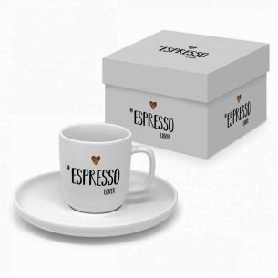 Biała filiżanka do espresso + spodek w ozdobnym pudełku PPD