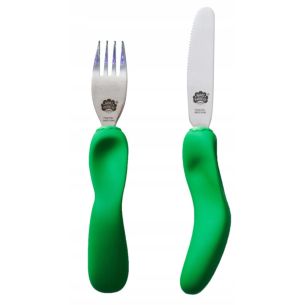 Sztućce dla dzieci Etap 3 nóż i widelec (zielone) Nana's Manners