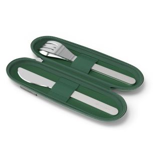 Zestaw sztućców podróżnych w etui (zielonym) Slim Nest Monbento