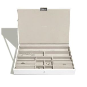 Pudełko na biżuterię z pokrywką pojedyncze (białe) Supersize Stackers