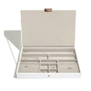 Pudełko na biżuterię z pokrywką pojedyncze (białe + różowe złoto) Supersize Stackers