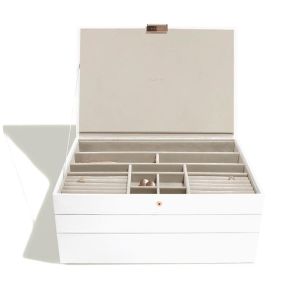 Pudełko na biżuterię z pokrywką potrójne (białe + złote) Supersize Stackers