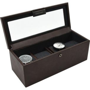 Pudełko na zegarki 4-komorowe (brązowe) Mini Stackers