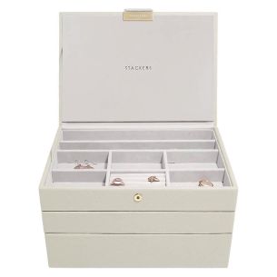 Pudełko na biżuterię potrójne (beżowe) Classic Stackers