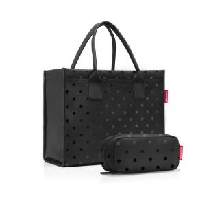Zestaw prezentowy torba Daily + kosmetyczka Glossy dots black Reisenthel