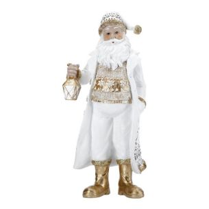 Mikołaj z latarnią biały 36 cm Timstor